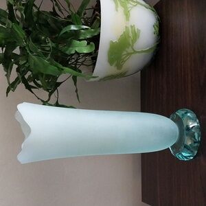 ART GLASS STEPHEN SCHLANSER VASE FROSTED GLASS 12" TALL